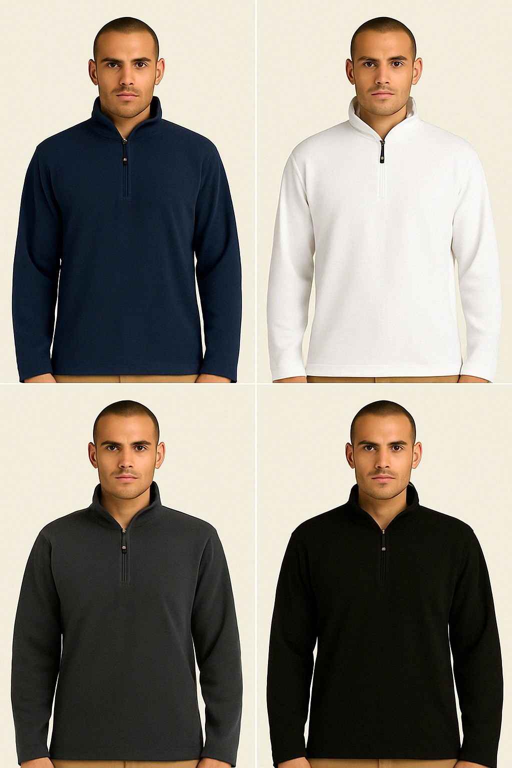 Felpa in Micro Pile Dublino Da Lavoro- Collo Alto e Zip - Nero, Grigio, Blu, Bianco, Azzurro - immagine 42