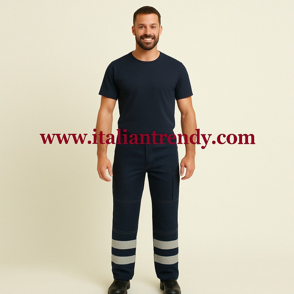 Pantalone Invernale Blu con Strisce Rifrangenti - Sicurezza e Comfort Termoplus+