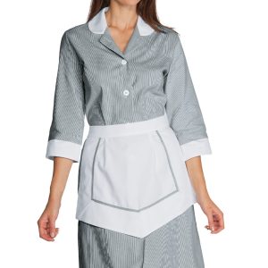 Camice Da Donna Rigato Azzurro o Nero + Grembiule Per Colf Cameriera Lipari