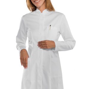 Camice No Stiro con Collo alla Coreana Bianco Slim da Donna Per Medico Farmacista