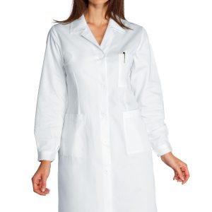 Camice Classico Donna Bianco Medico Farmacista Sfiancato 100% Cotone da S a 5XL