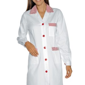 Camice Donna Bianco + Riga Rossa Aperto Per alimentari Pasticcerie Panifici Leggero