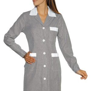 Camice Donna Rigato in Cotone Maniche Lunghe Per Pulizie Settore Alberghiero