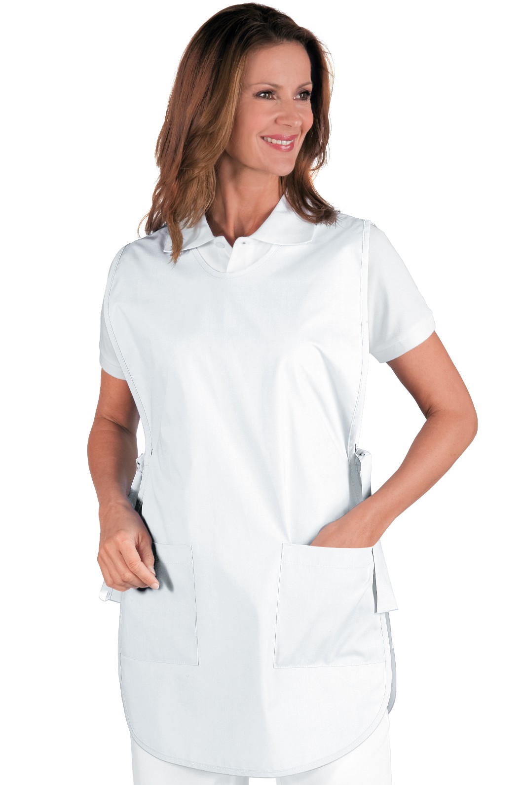 Grembiule Donna Scamiciato a Poncho Bianco Per Alimentari Estetica Medicale