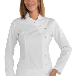 Casacca Bianca per Estetiste Parrucchiere Stile Orientale Bottoni a Pressione M/L M/M