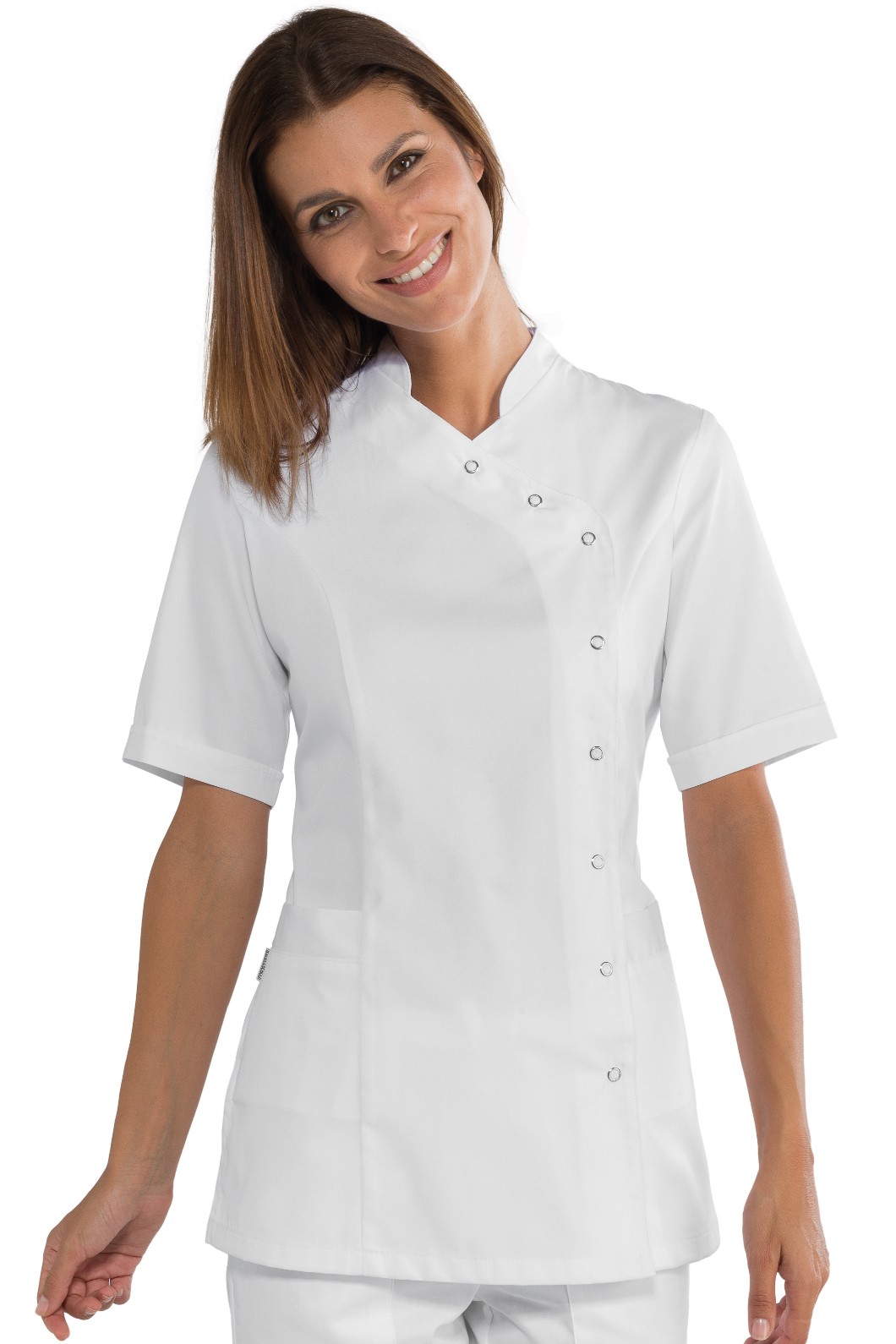 Casacca Bianca per Estetiste Parrucchiere Stile Orientale Bottoni a Pressione M/L M/M - immagine 2