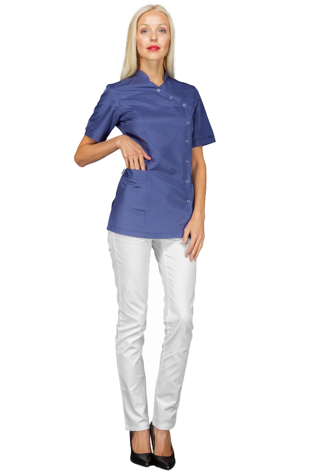 Casacca da Donna Manica Corta Antimacchia Per Estetiste Parrucchiere 4 Colori - immagine 5