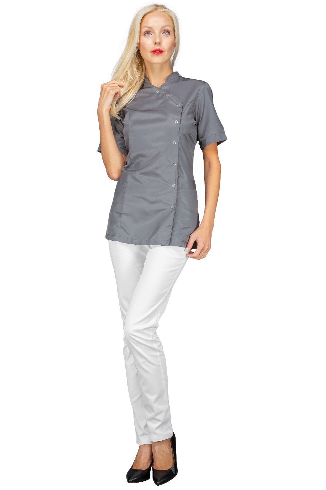 Casacca da Donna Manica Corta Antimacchia Per Estetiste Parrucchiere 4 Colori - immagine 8