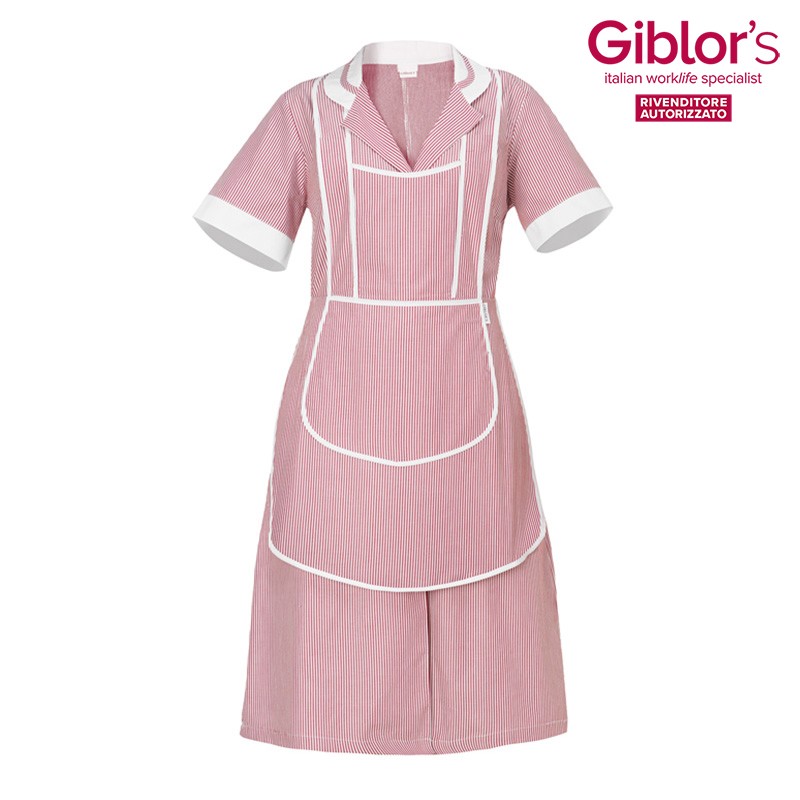 Grembiule con Pettorina da Donna Pulizie Collaboratrici Rigato Azzurro o Bordeaux 2 Pz-Leda - immagine 4