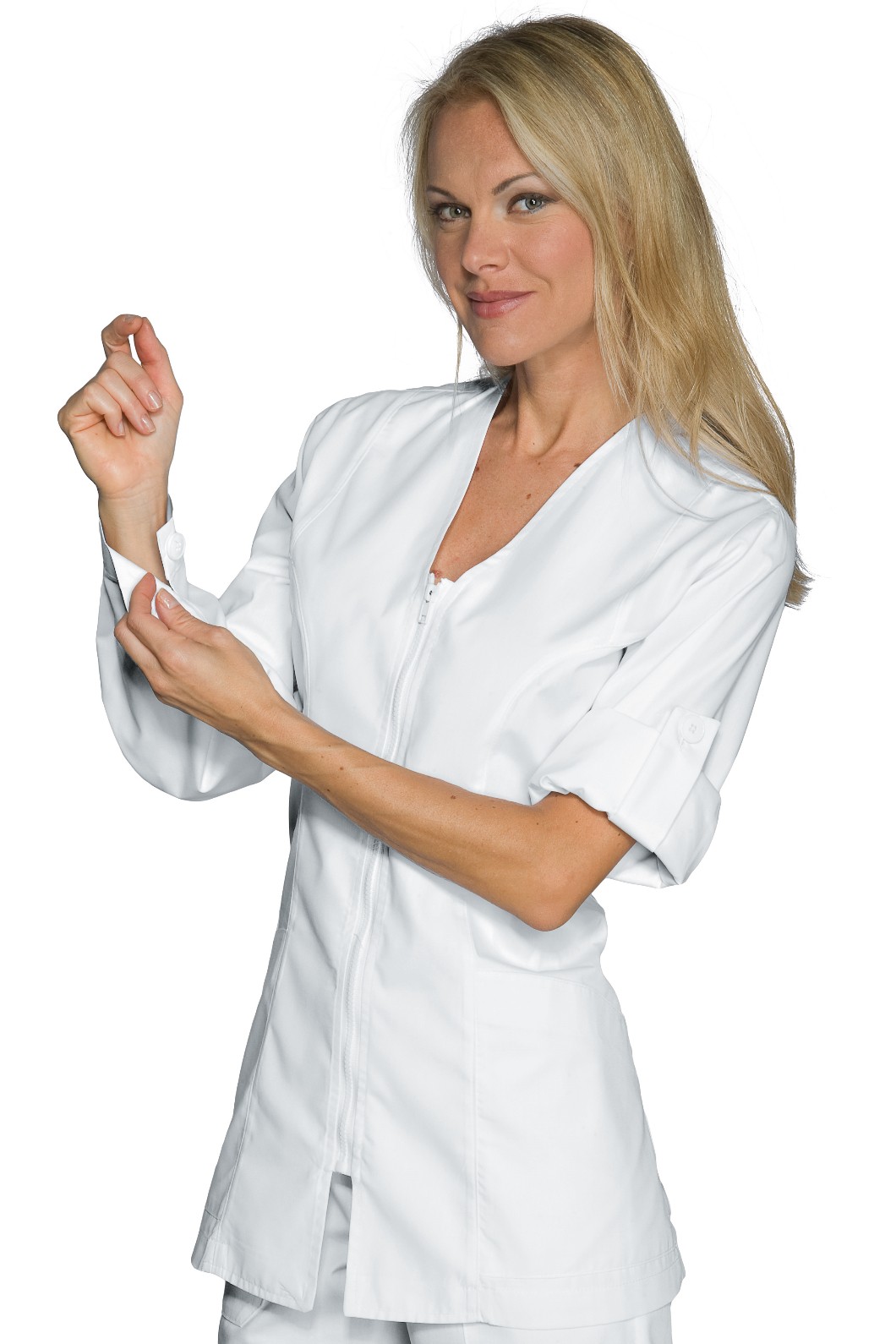 Casacca Bianca Donna Spa Centro Benessere Benidorm Manica Corta o Lunga - immagine 2