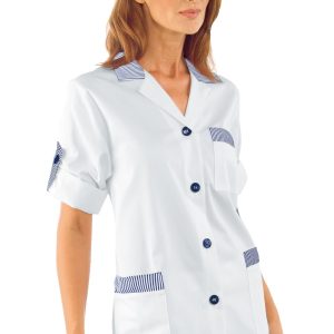 Casacca Donna Per Uso Alimentare Es. Panificio M/L M/M Bianco+Riga