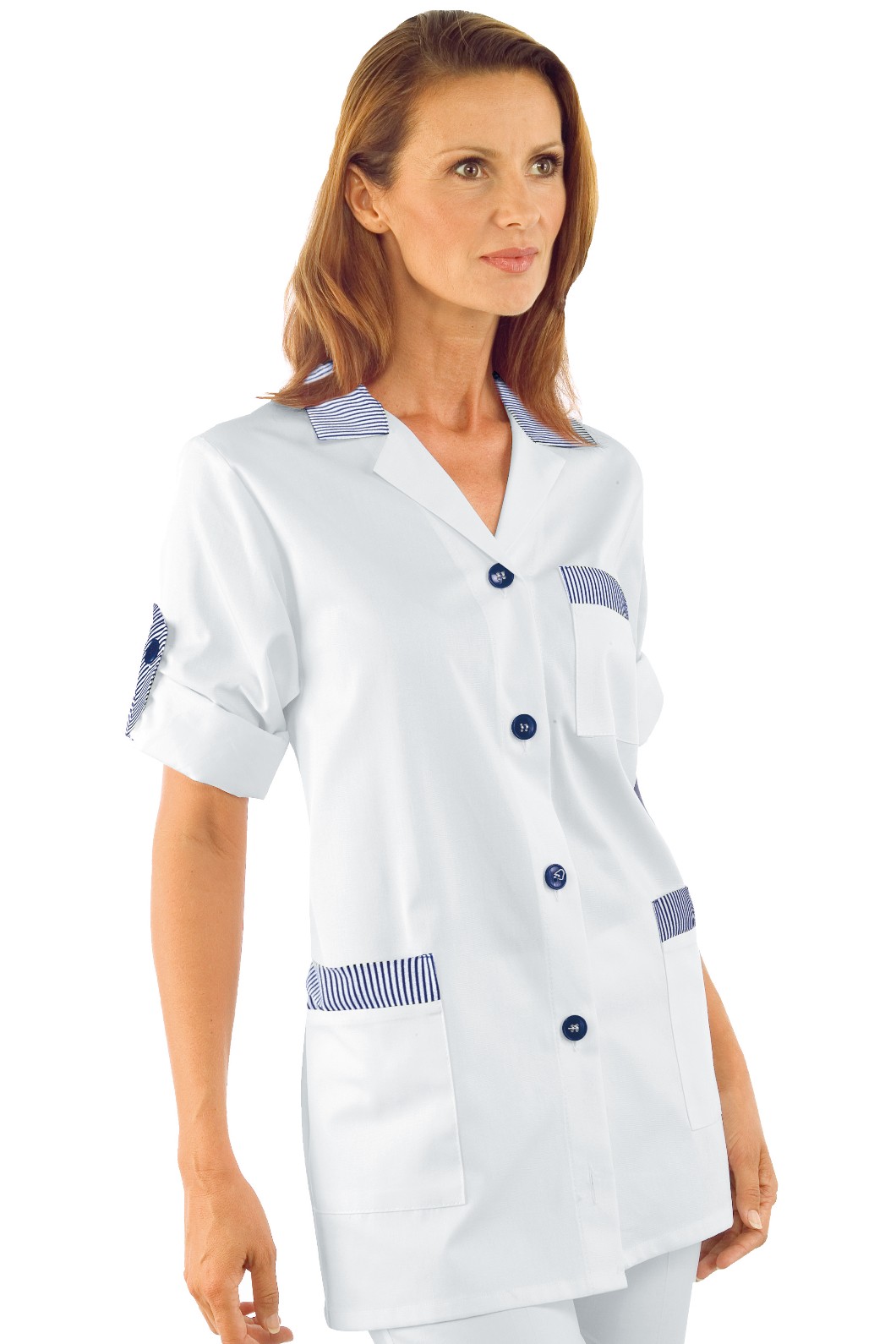 Casacca Donna Per Uso Alimentare Es. Panificio M/L M/M Bianco+Riga