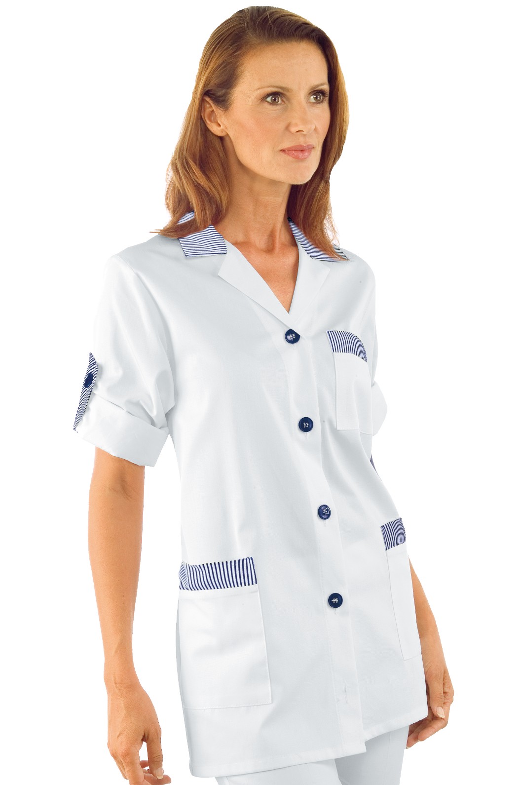 Casacca Donna Per Uso Alimentare Es. Panificio M/L M/M Bianco+Riga - immagine 2