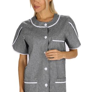 Casacca a Quadretti Bianchi e Neri da Donna per Lavoro in Estetista Centro Benessere