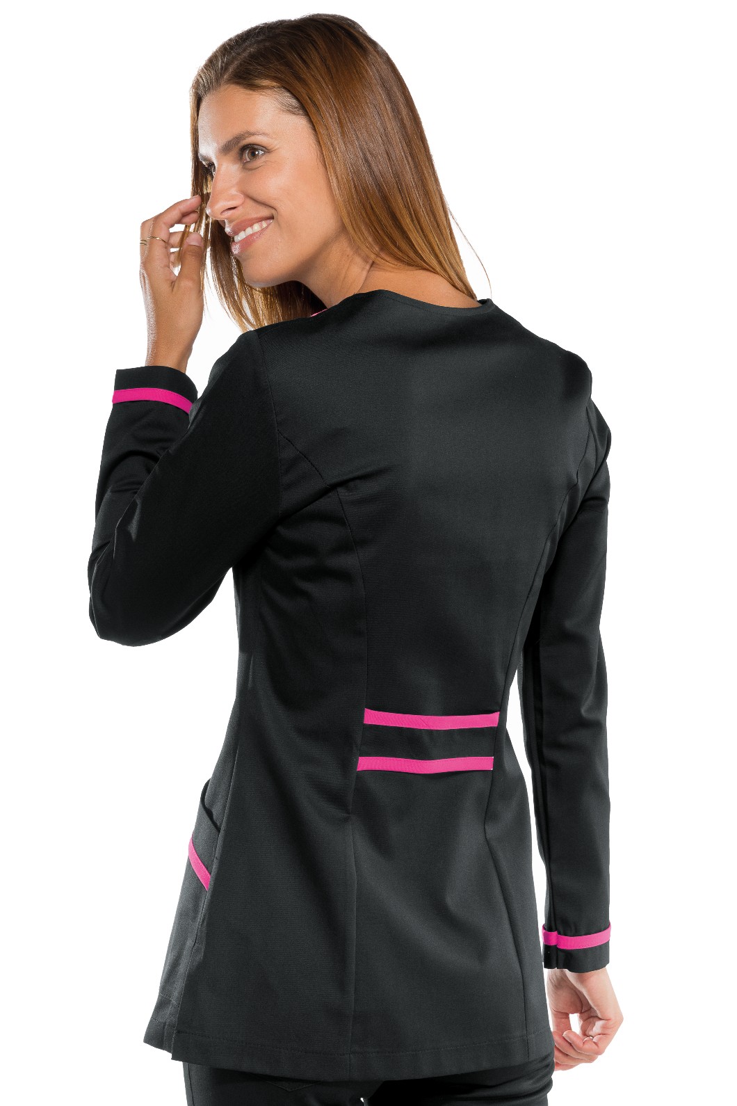 Casacca Nera e Fuxia Extra Slim Donna Aperta con Zip Divisa per Estatica - immagine 2