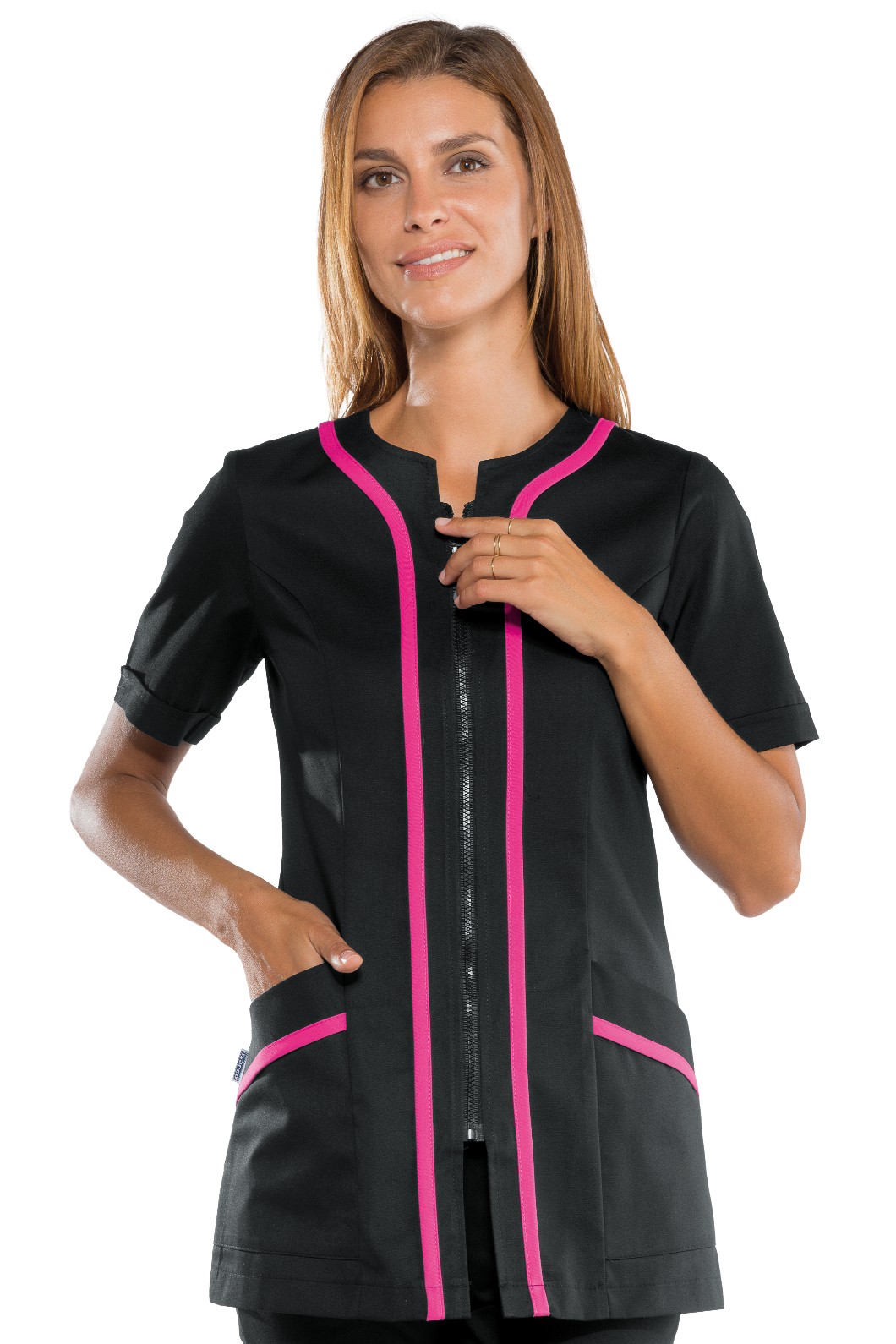 Casacca Nera e Fuxia Extra Slim Donna Aperta con Zip Divisa per Estatica - immagine 3