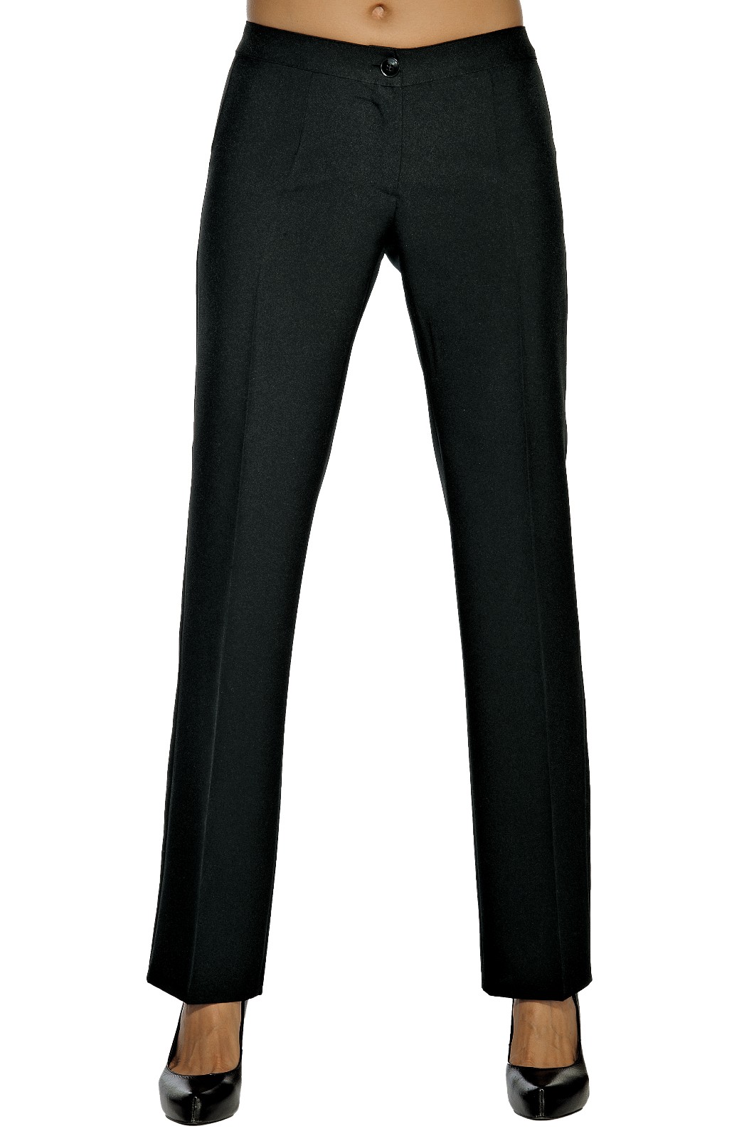 Pantalone Donna Slim Nero o Blu Vita Media Per Divisa da Lavoro Mod. Trendy