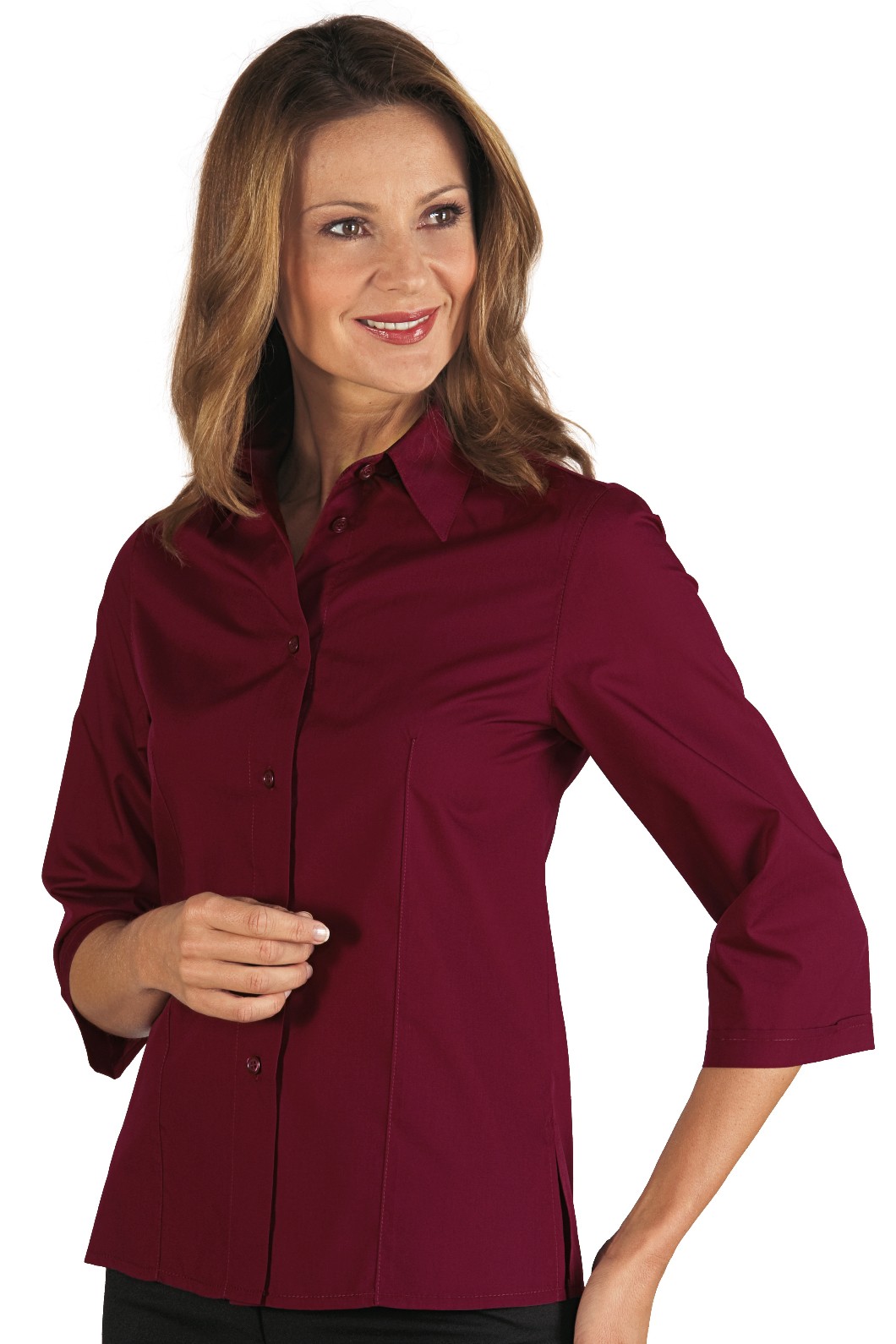 Camicia Donna Slim Leggera in Bordeaux Azzurro Grigio Marrone Manica 3/4 - immagine 2