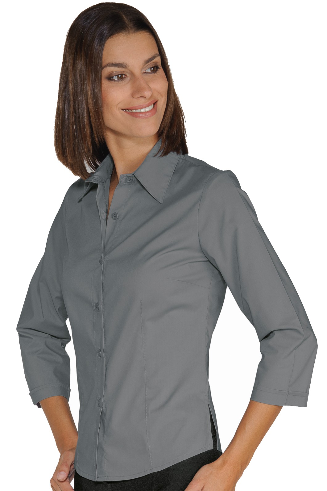 Camicia Donna Slim Leggera in Bordeaux Azzurro Grigio Marrone Manica 3/4 - immagine 3