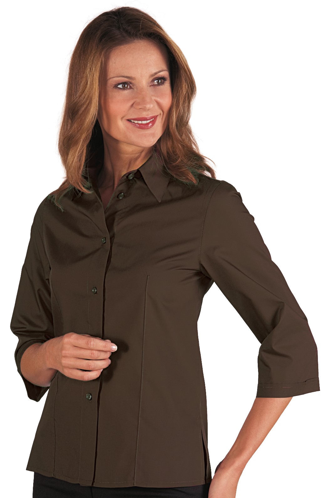 Camicia Donna Slim Leggera in Bordeaux Azzurro Grigio Marrone Manica 3/4 - immagine 4