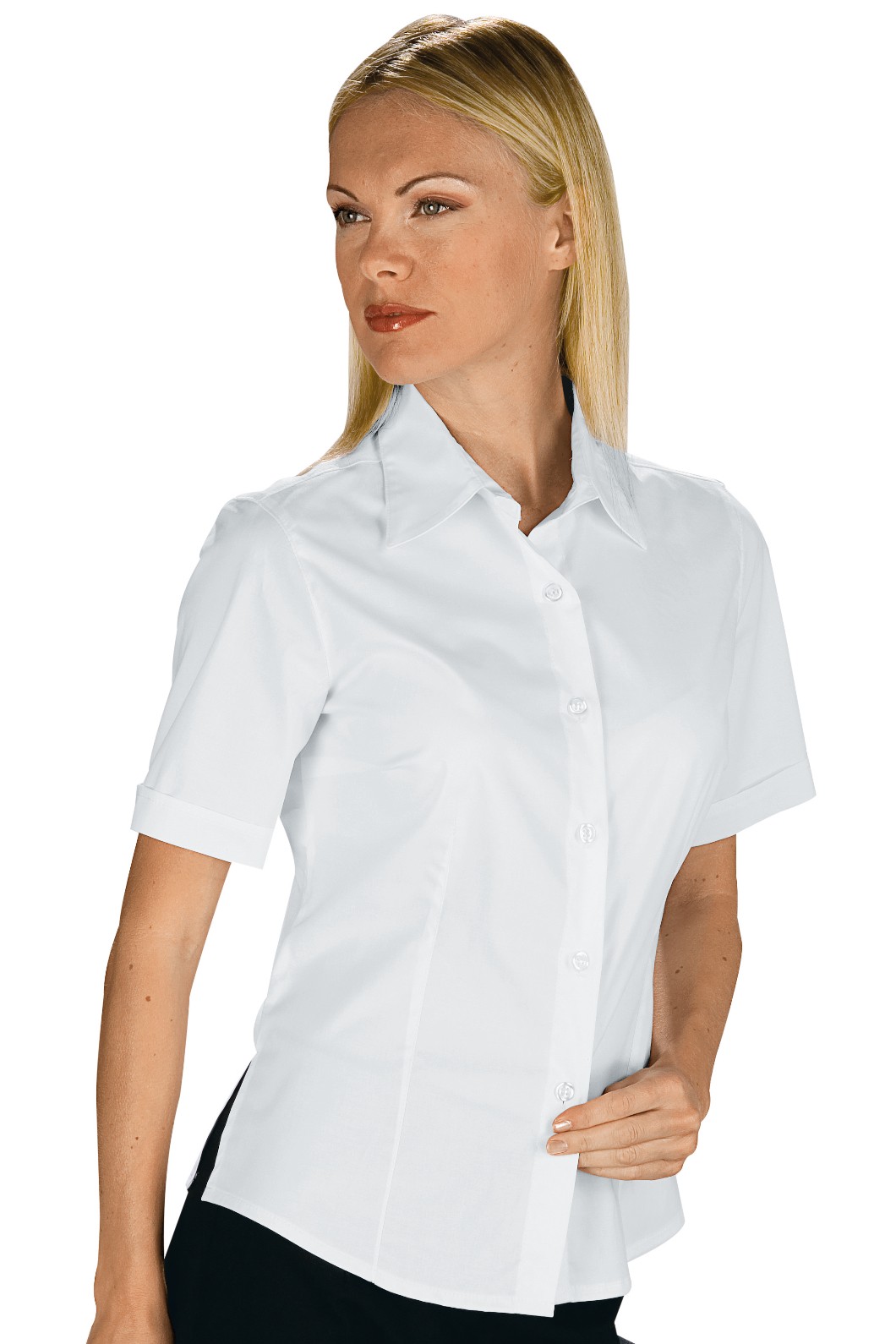 Camicia Donna Bianca Slim Cotone Stretch Per Ristoranti Hotel Catering Hostess - immagine 2