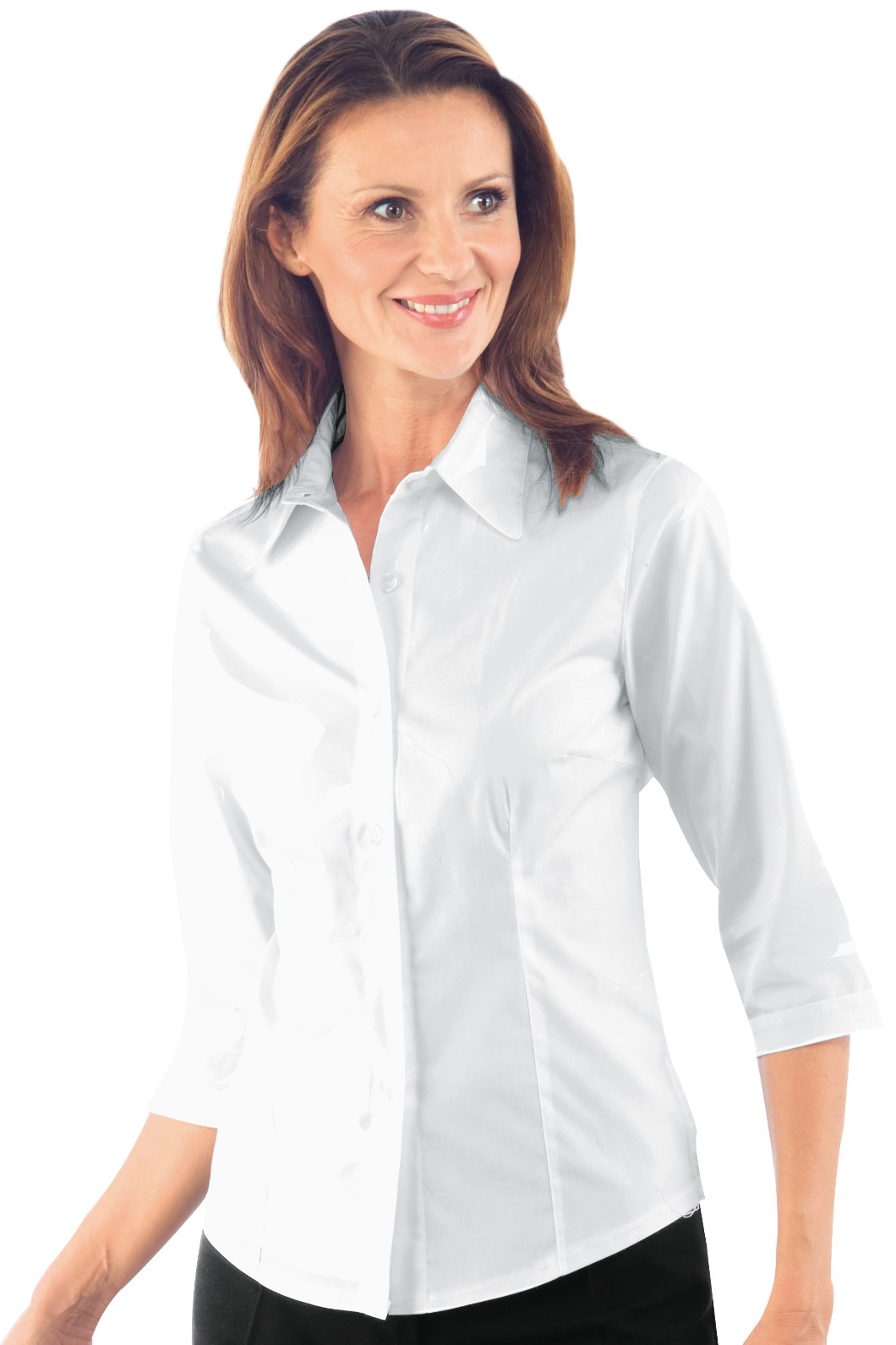 Camicia Donna Bianca Slim Cotone Stretch Per Ristoranti Hotel Catering Hostess - immagine 3