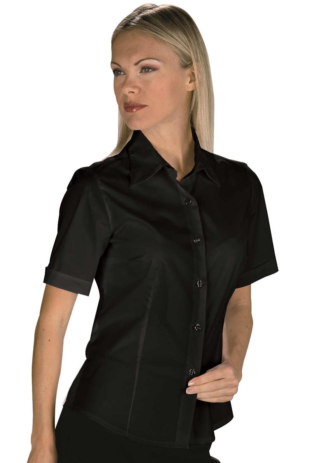 Camicia Donna Nera Stretch Per Bar Ristoranti Hotel Catering Hostess - immagine 2