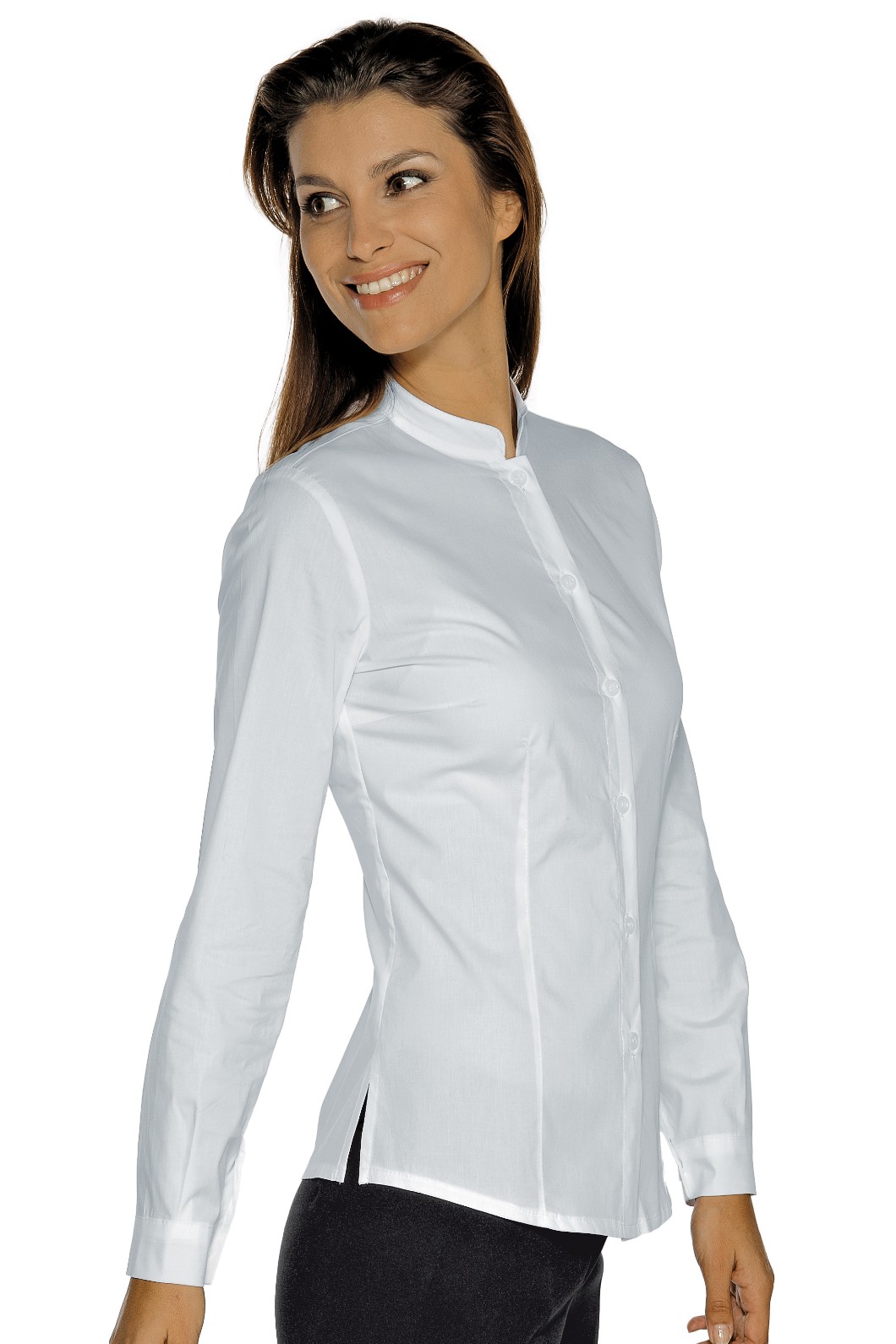 Camicia Bianca Coreana Elasticizzata Slim Donna Per Divisa Bar M/L M/M 3/4