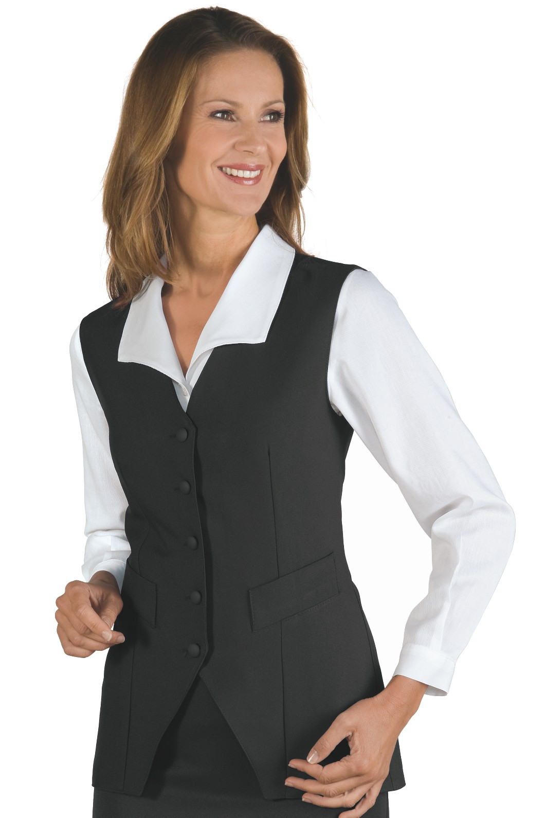 Gilet Donna Blu o Nero Sciancrato Per Alberghi Hotel Hostess Catering