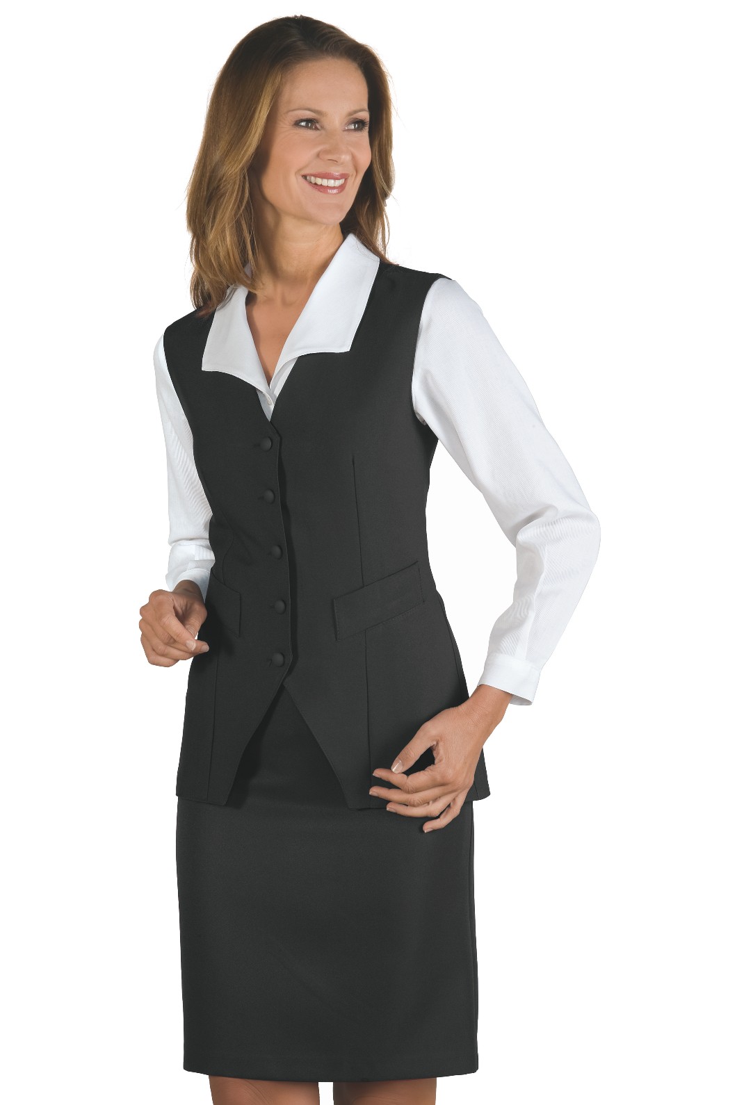 Gilet Donna Blu o Nero Sciancrato Per Alberghi Hotel Hostess Catering - immagine 2