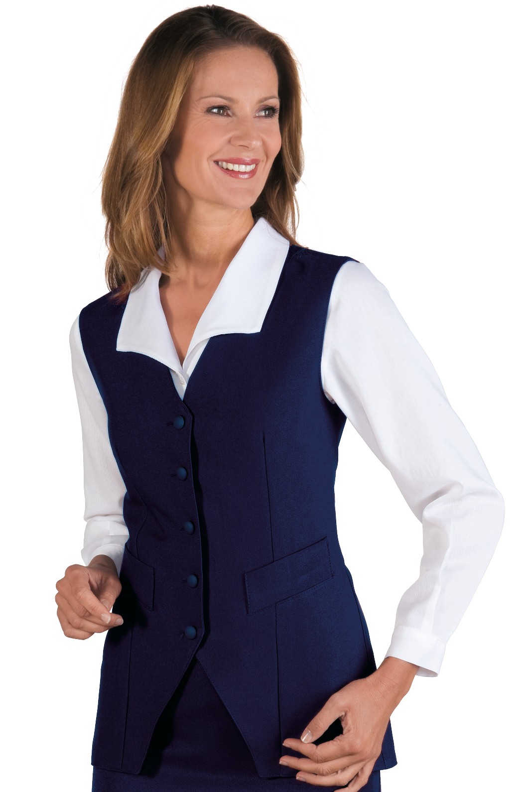 Gilet Donna Blu o Nero Sciancrato Per Alberghi Hotel Hostess Catering - immagine 3