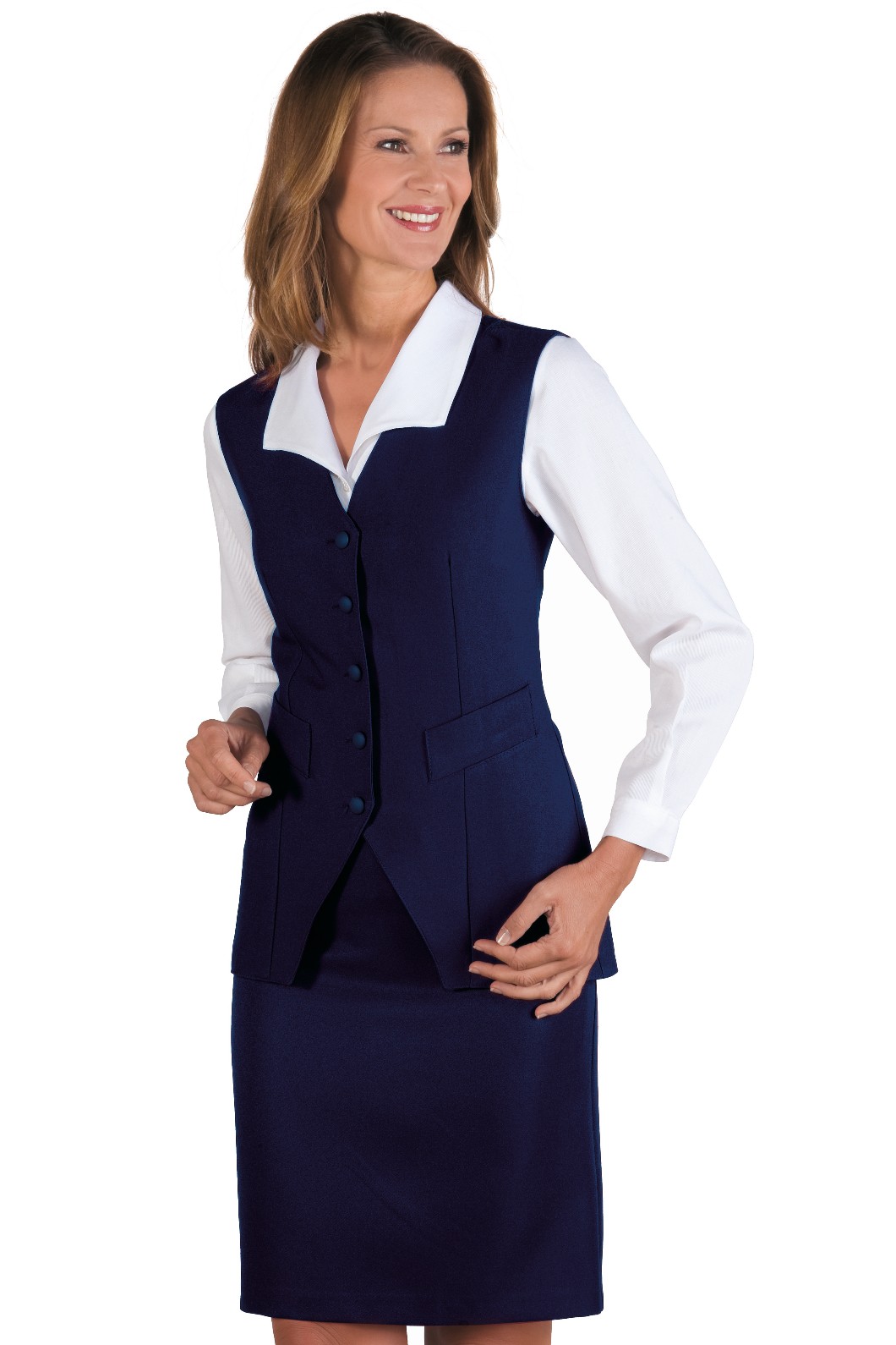 Gilet Donna Blu o Nero Sciancrato Per Alberghi Hotel Hostess Catering - immagine 4