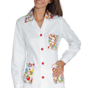 Casacca Bianca + Fantasia Pediatra Donna Tre Quarti Maniche Lunghe o Corte