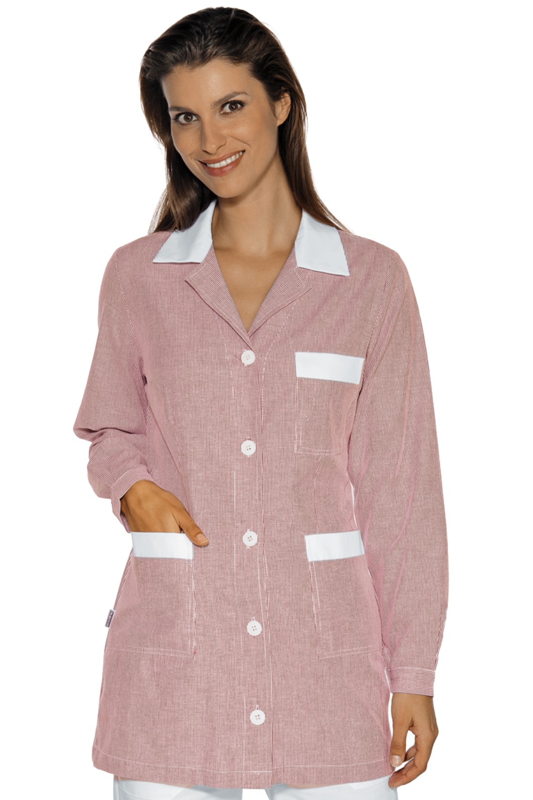 Casacca Donna a 3/4 in Cotone Rigata Manica Lunga Per Pulizie o Multiuso - immagine 4