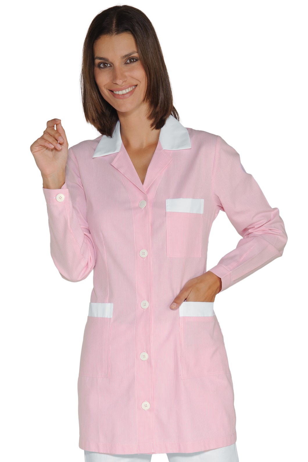 Casacca Donna a 3/4 in Cotone Rigata Manica Lunga Per Pulizie o Multiuso - immagine 6