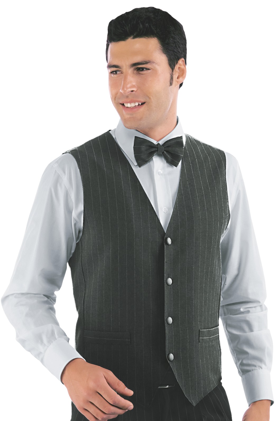 Gilet Uomo Donna Per Hotel Hostess Barman Gessato Nero o Grigio - immagine 3