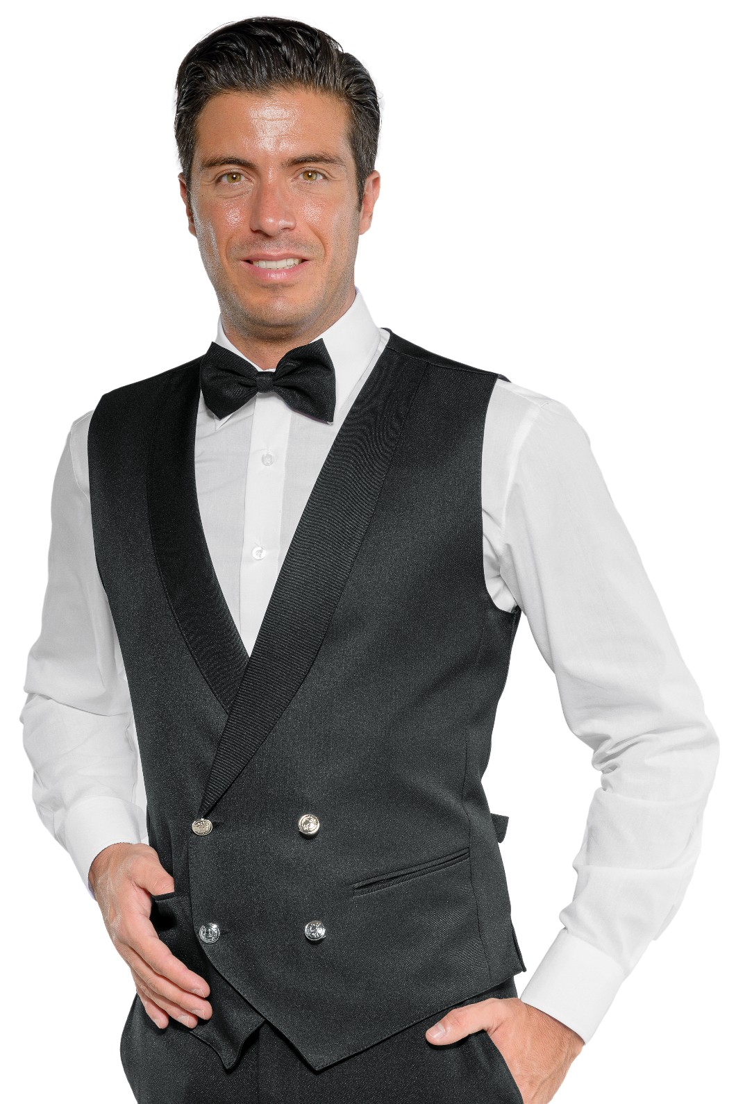 Gilet Uomo Donna Doppio Petto Per Bar E Ristoranti Nero - immagine 2