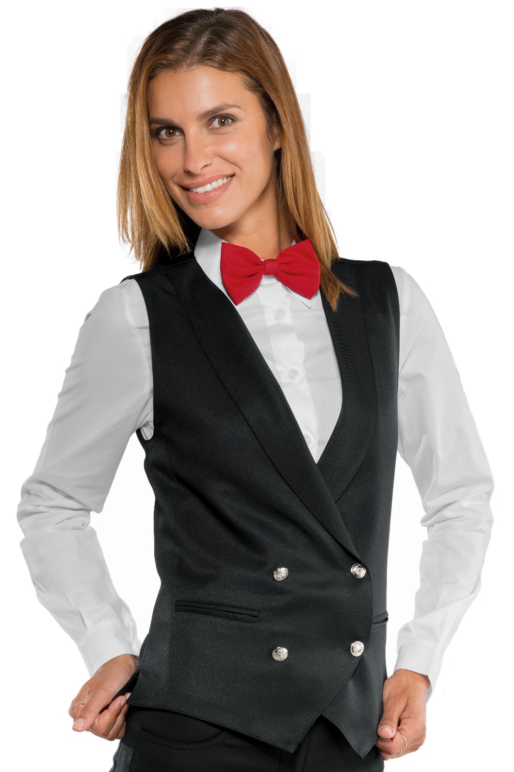 Gilet Uomo Donna Doppio Petto Per Bar E Ristoranti Nero - immagine 3