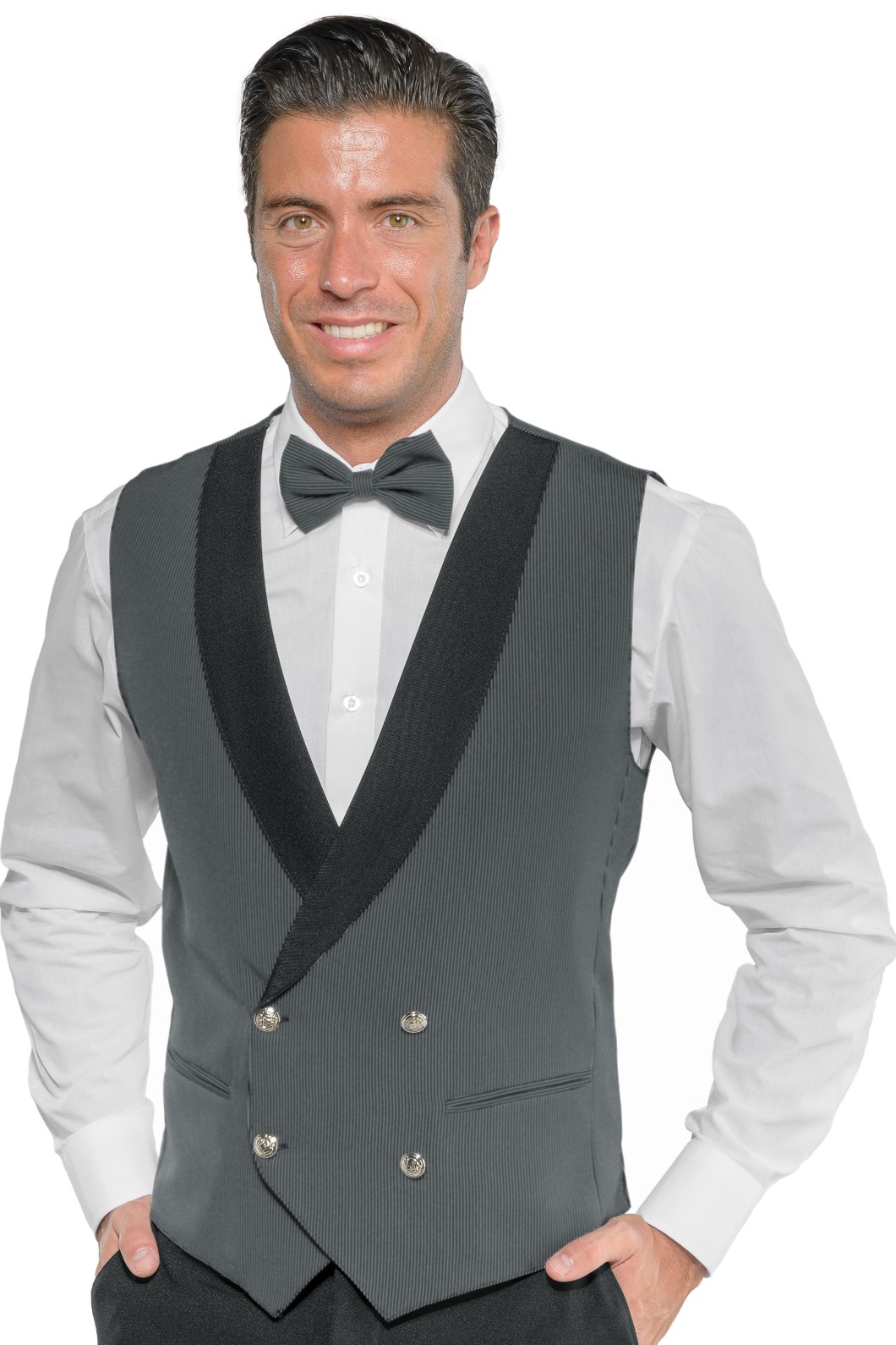 Gilet Uomo Donna Doppio Petto Per Bar E Ristoranti Nero - immagine 5