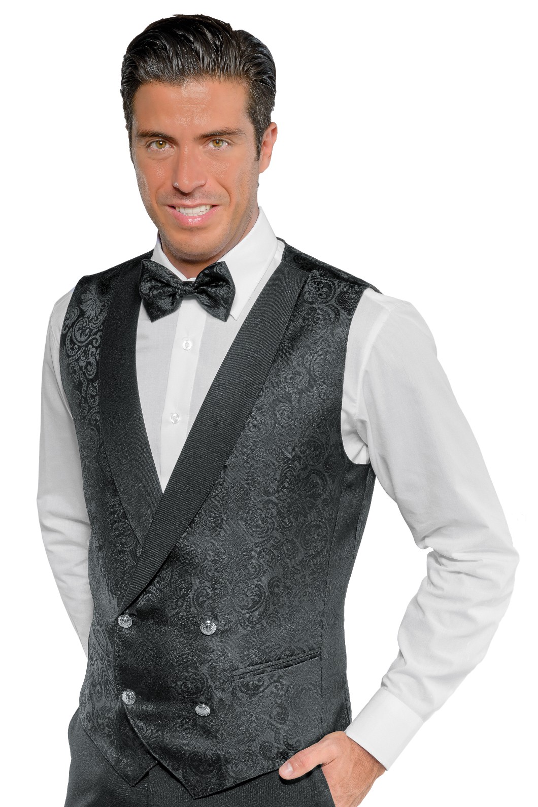 Gilet Uomo Donna Doppio Petto Per Bar E Ristoranti Nero - immagine 6