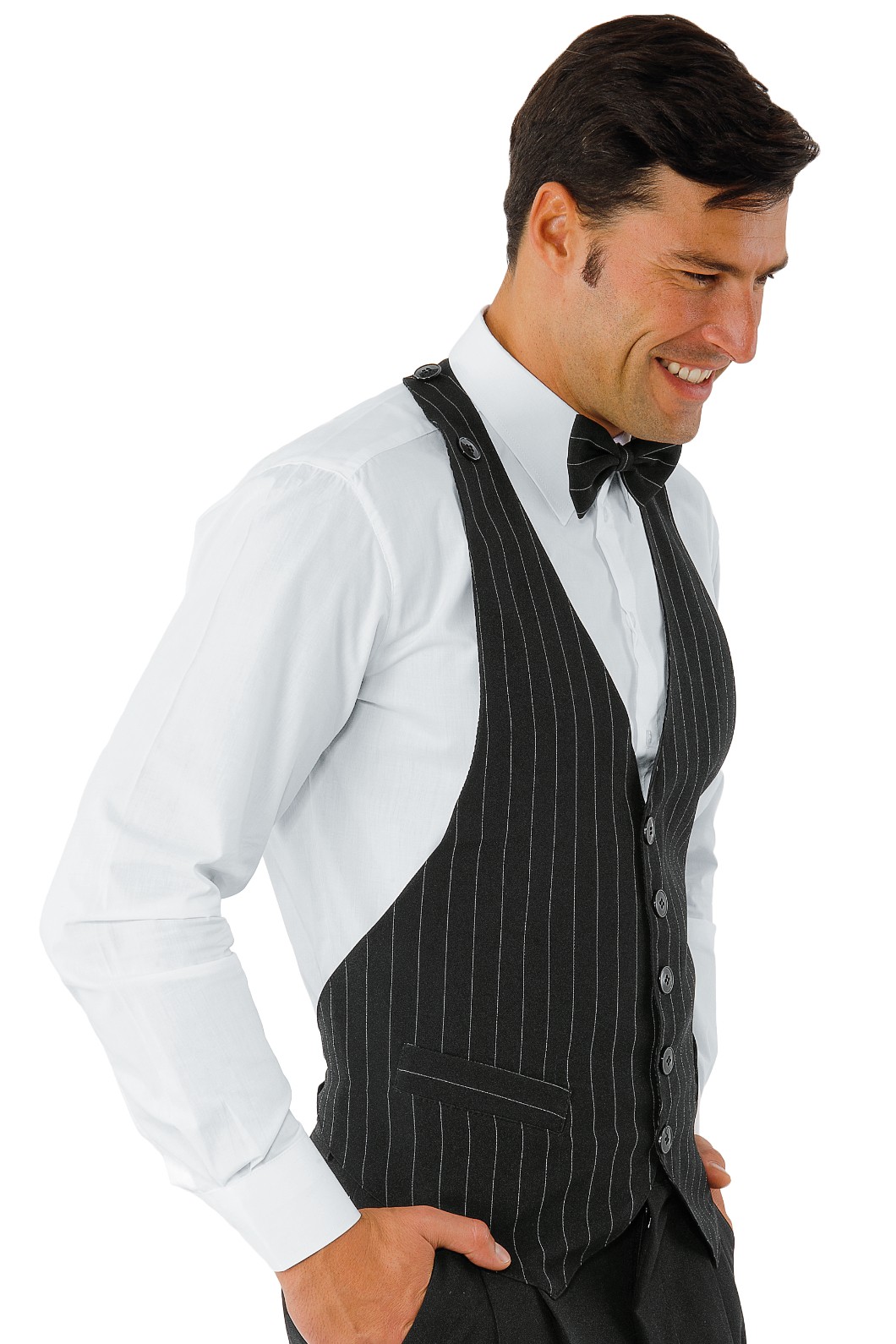 Gilet Gessato Nero Uomo Donna per Bar Hotel o Eventi Taglia Unica