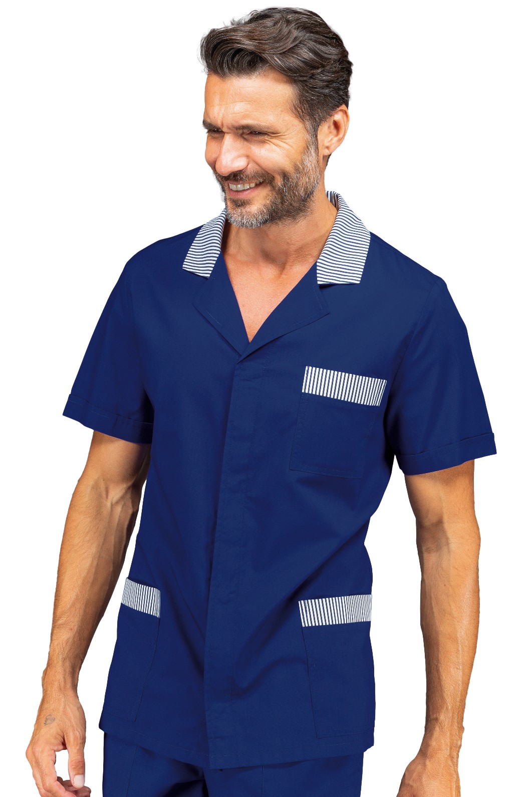 Giacca Corta o Casacca Da Uomo in Grigio, Blu o Rosso Divisa a Manica Corta - immagine 2