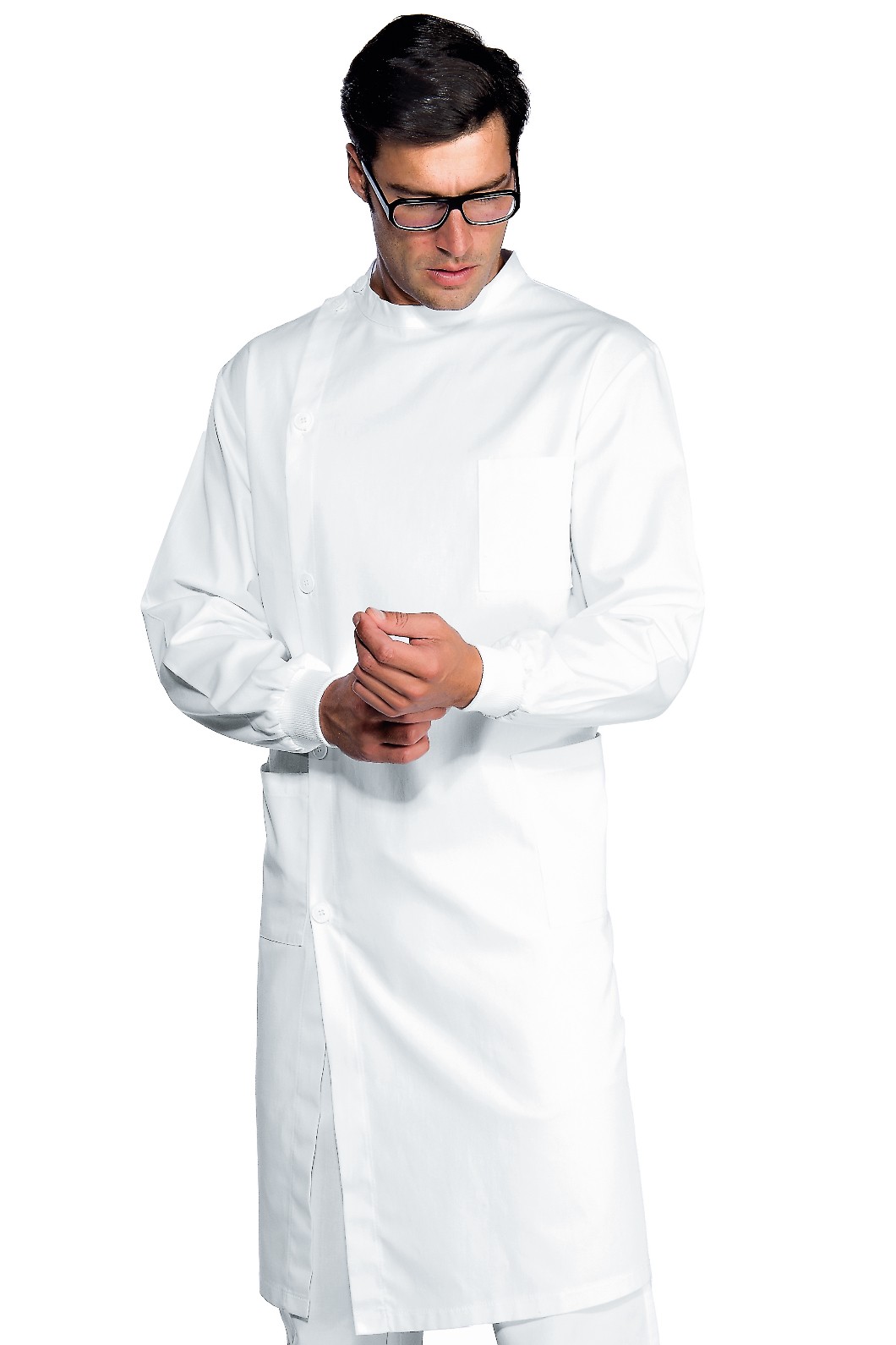 Camice Dentista Uomo Collo Coreana Bianco Manica Lunga e Corta Unisex - immagine 4