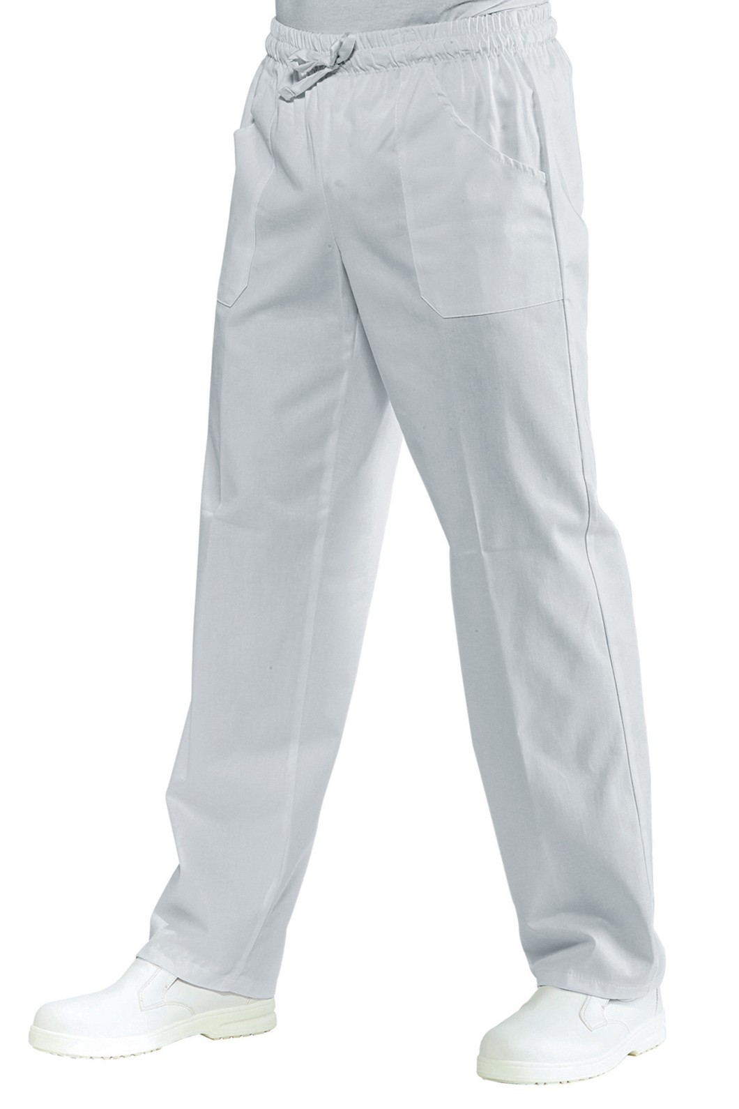 Pantalone bianco o nero no stiro con coulisse ed alastico in vita 100% pol gr. 180 - immagine 2