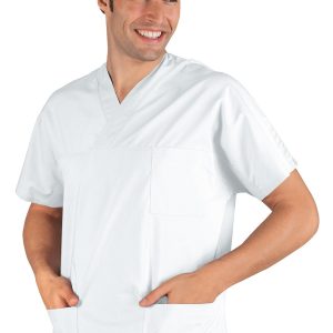 Casacca uomo bianca con scollo a V per medicale