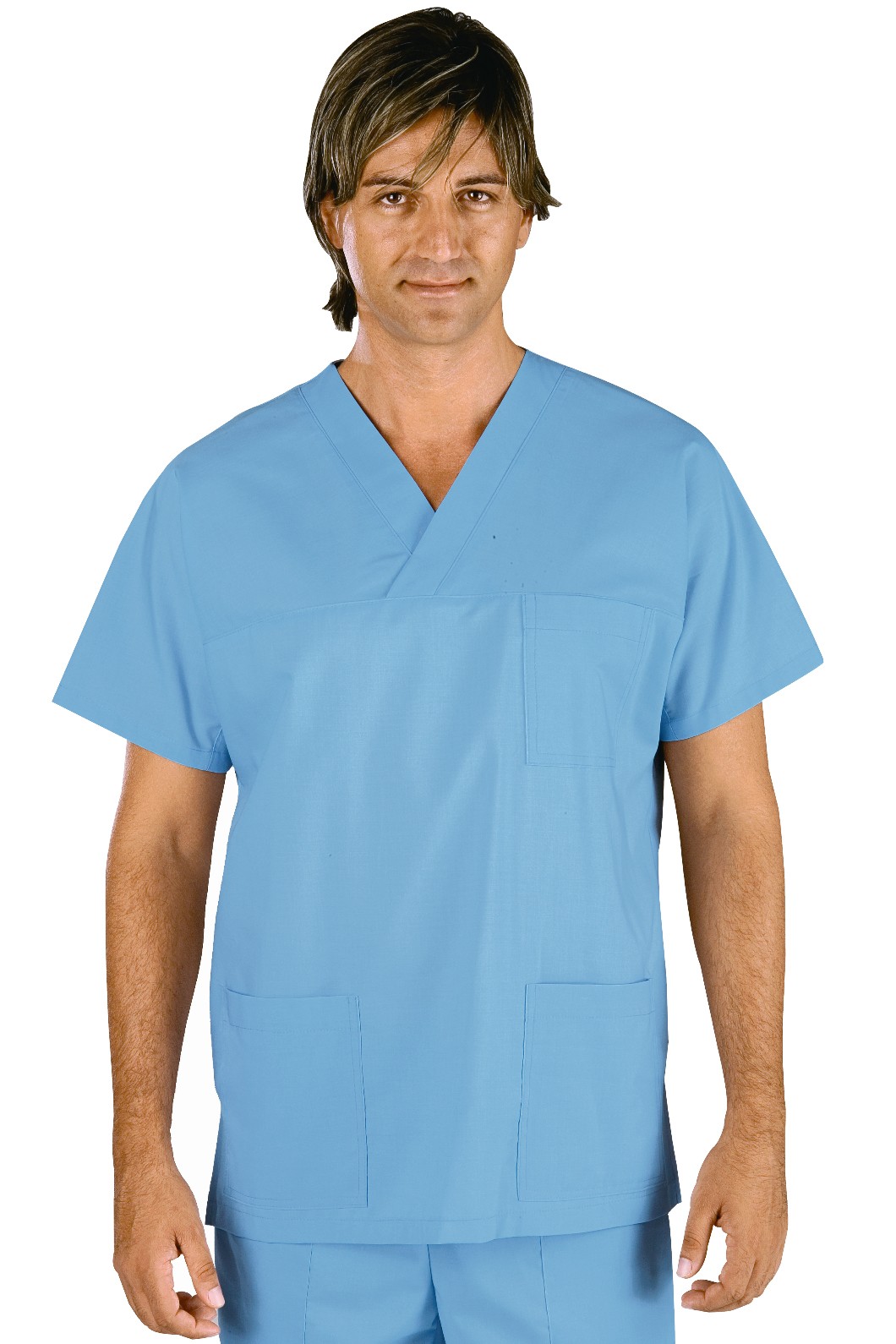 Casacca unisex con scollo V manica corta più colori per medicale - immagine 4