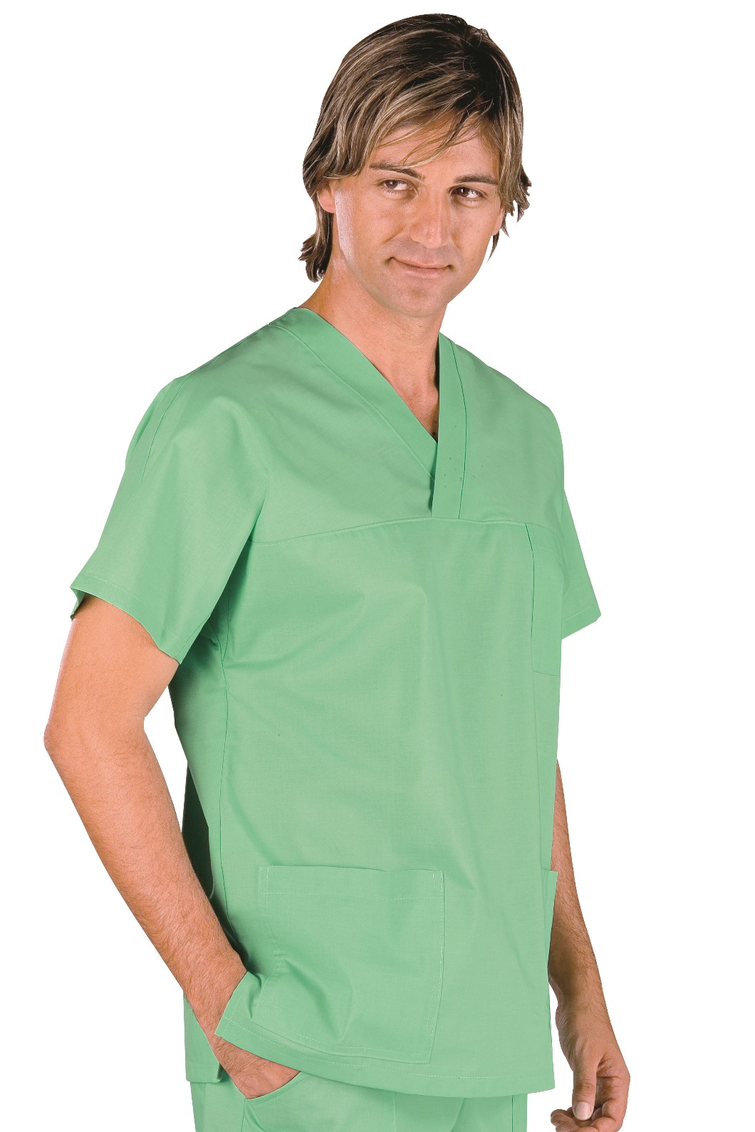 Casacca unisex con scollo V manica corta più colori per medicale - immagine 5