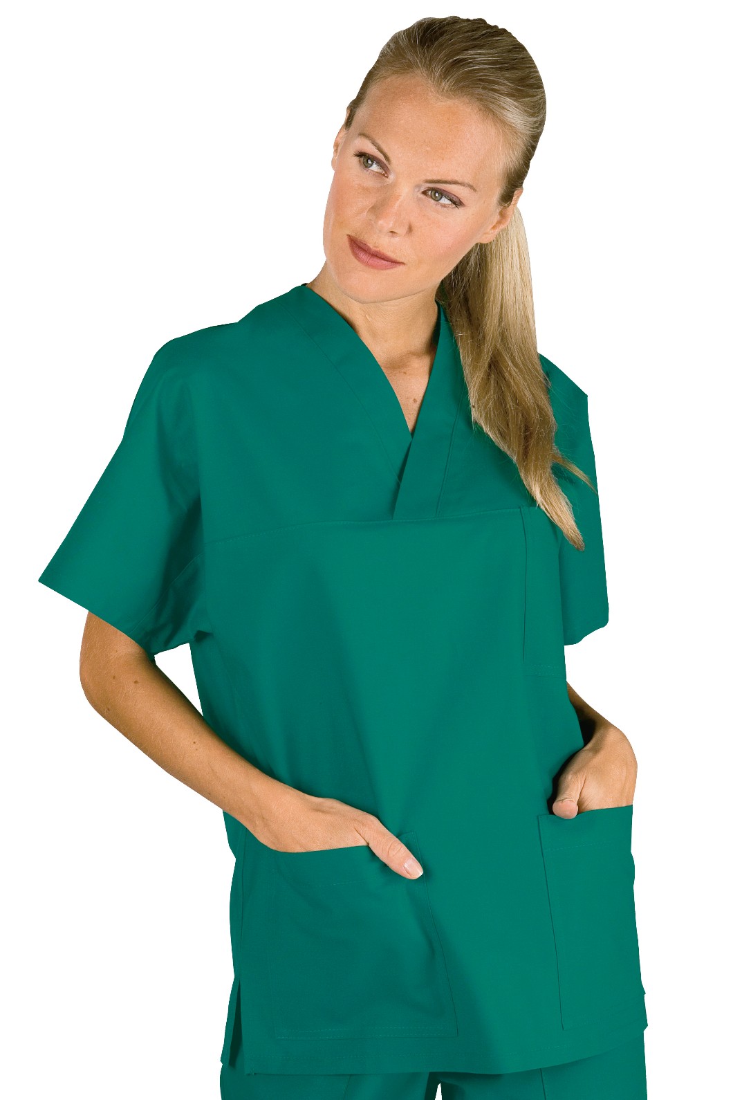 Casacca unisex con scollo V manica corta più colori per medicale - immagine 10