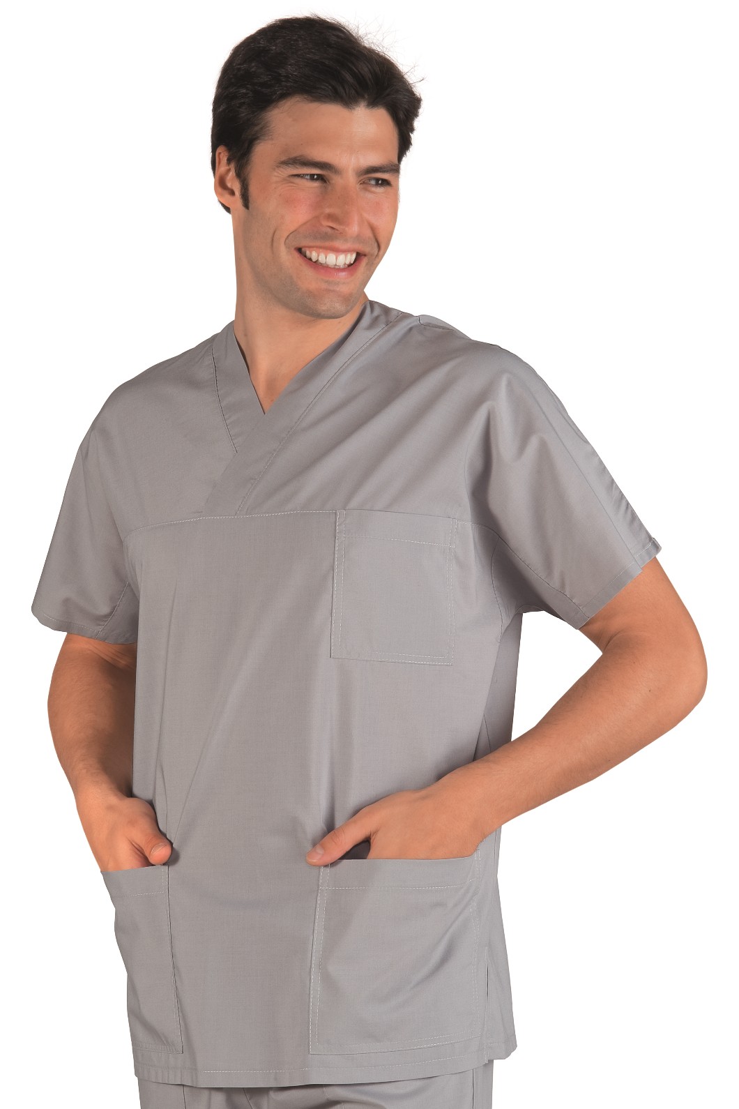 Casacca con scolloa V manica corta leggera gr. 125 per medicale più colori - immagine 3