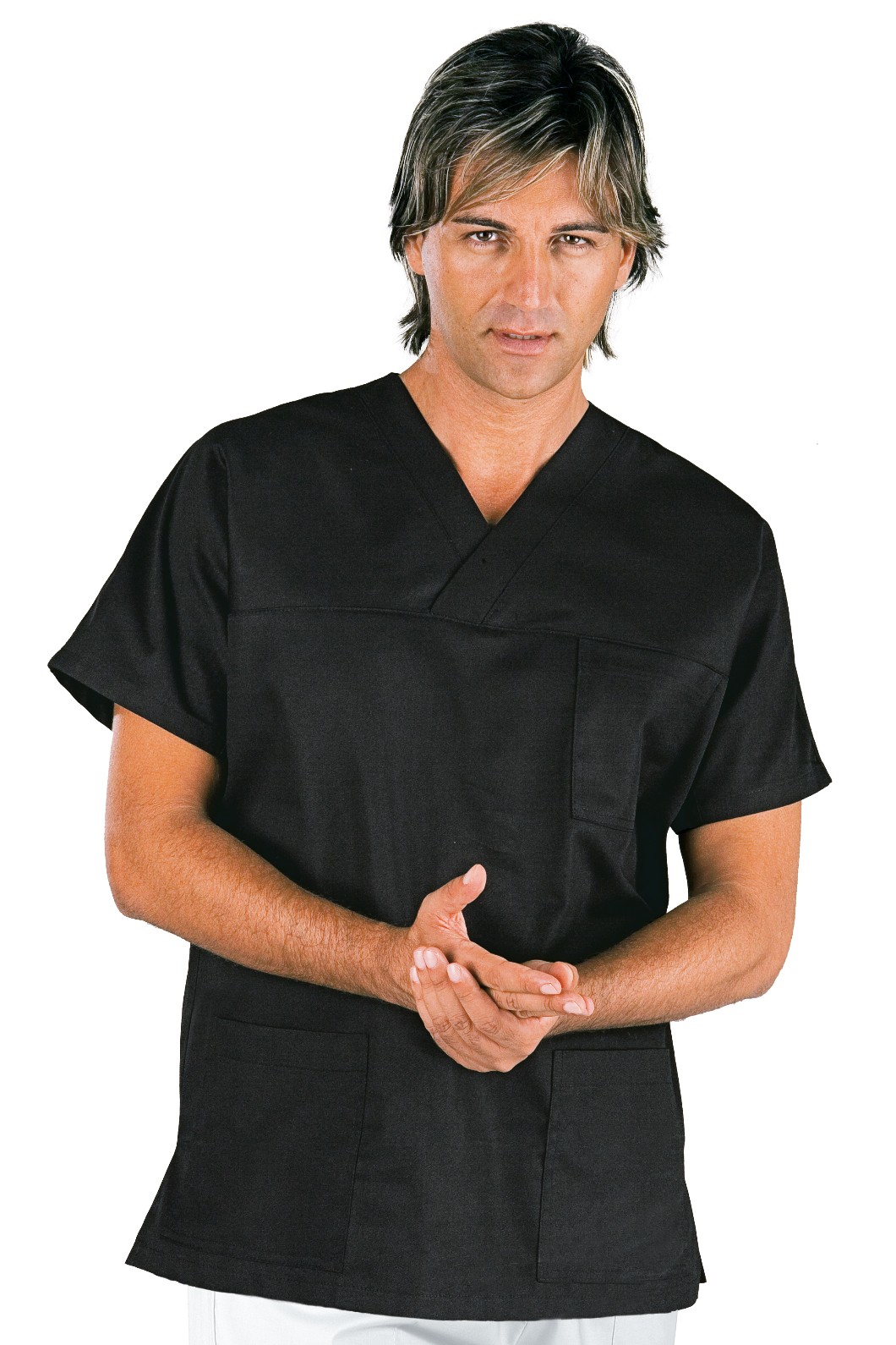 Casacca con scolloa V manica corta leggera gr. 125 per medicale più colori - immagine 5